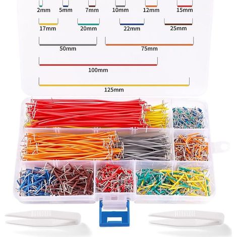 840 Pièces Forme de U Breadboard Jumper Câble, Fils de Cavalier de Planche à Pain, Câble Jumper sans Soudure, Câble Bread Board Fil, avec 2 Pince à Épiler, pour Bouclier DIY, Breadboard (1/5)