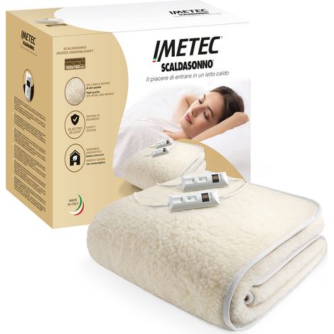 Imetec Scaldasonno matrimoniale 150x160 cm, 50% Lana e merino, 2 temperature, Dispositivo sicurezza electro block, Made in italy (1/4)