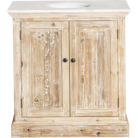 Meuble sous vasque en pin recyclé blanchi Gemma (1/5)