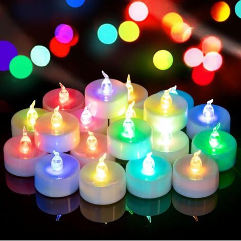 BUNTHAUS Lot de 24 bougies chauffe plat à LED à changement de couleur rapide, fonctionnant à piles, sans flamme, pour Noël, Halloween, décoration d'intérieur (1/5)