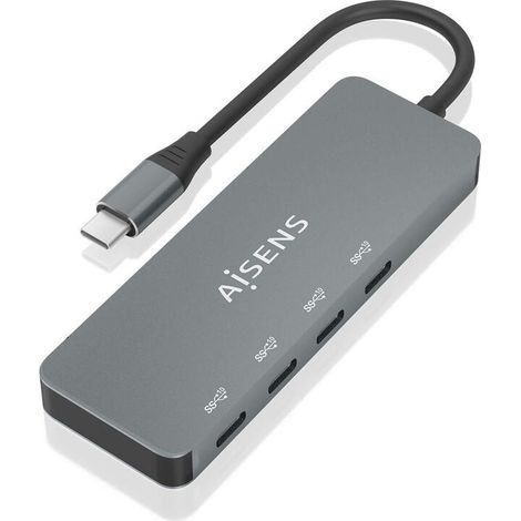 AISENS - HUB USB 3.2 GEN2 10G USB-C, USB-C/M-4xUSB-C/H, GRIS, 15CM (1/4)