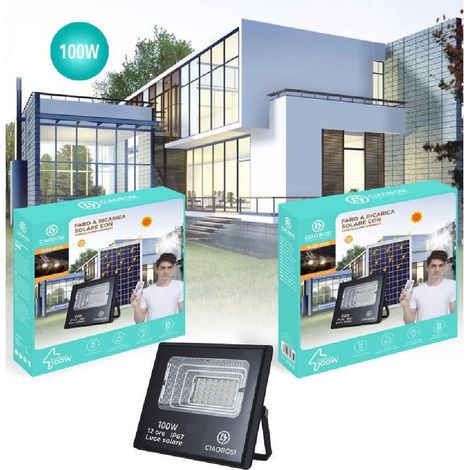 Linq - Faro Faretto Led Pannello Solare Fotovoltaico 100w Con Crepuscolare Ip67 Led-9015 - (1/3)