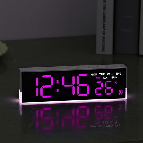Reloj despertador digital, carga USB, 24 horas, blanco, para uso doméstico, reloj digital, mesita de noche, 2 niveles de brillo, 12/24 horas (1/5)