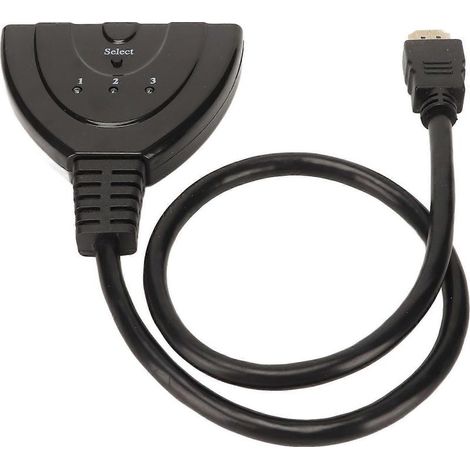 Commutateur d'interface multimédia HD à 3 ports, 3 entrées et 1 sortie, distributeur d'interface multimédia HD 3D 1080p, compatible avec les téléviseurs HD, PS3, PS4 et autres appareils. (1/4)