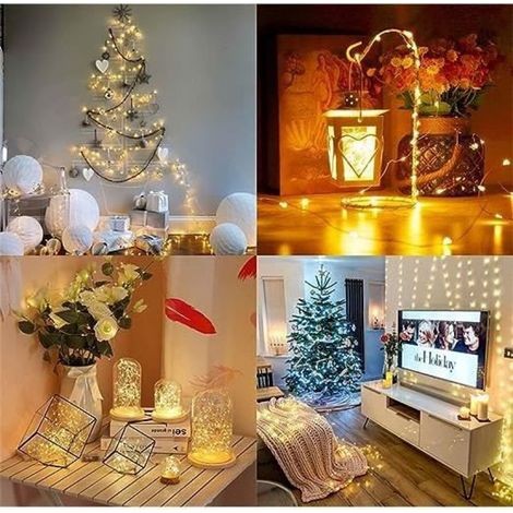 Guirlande Lumineuse Sapin de Noël,10M 100LED USB Changement de Couleur Fil de Cuivre pour Mariage Soirée Jardin s (1/4)