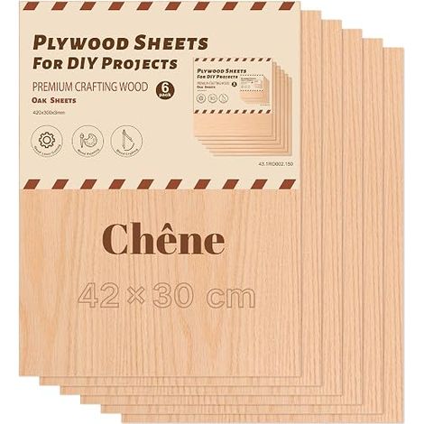 Oak Plywood 3 mm A3 Pack of 6 Wood Board Birch Board Sheet Cutting Pyrography Laser Embossing Rectangular Wood