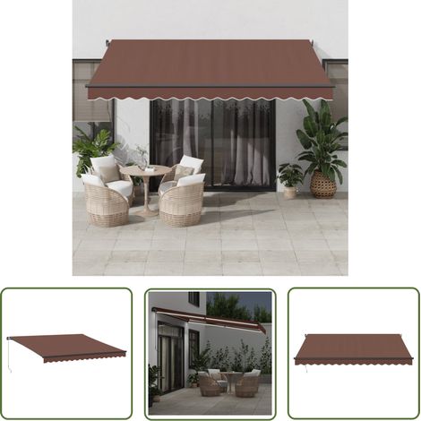 The Living Store Markise Manuell mit LEDs Braun 400x300 cm - Markise - Gartendekoration - Sonnenschutz - Outdoor Möbel - Terrassenzubehör (1/5)