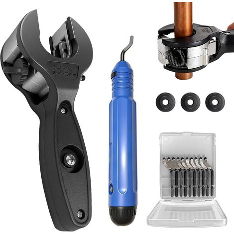Coupe-Tube À Cliquet, Coupe Tube Cuivre 8-29 mm Avec 3 Roulettes De Rechange Et Outils D'Ébavurage, Coupe Tuyau Pour Acier Inoxydable Pour Acier Inoxydable, Cuivre, Aluminium (1/5)