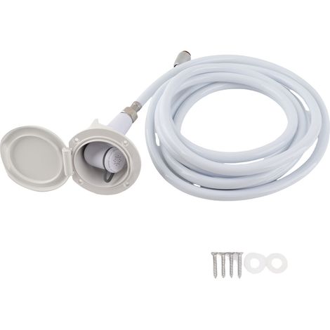 Ortviai Douche Mobile Extérieure avec Pompe à Déclenchement Manuel, Tuyau 4 m, Économie d’eau pour Camping-car, Bateau et Maison Mobile (1/5)