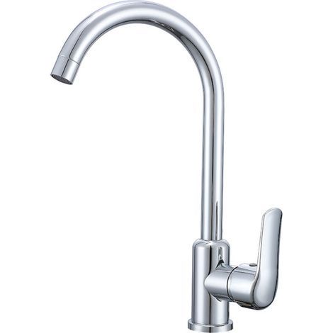 Mitigeur de cuisine avec flexible G3/8 x M10, robinet de cuisine en acier inoxydable avec bec pivotant à 360°, robinet d'évier de cuisine à arc à poignée unique avec sortie d'eau haute (1/5)