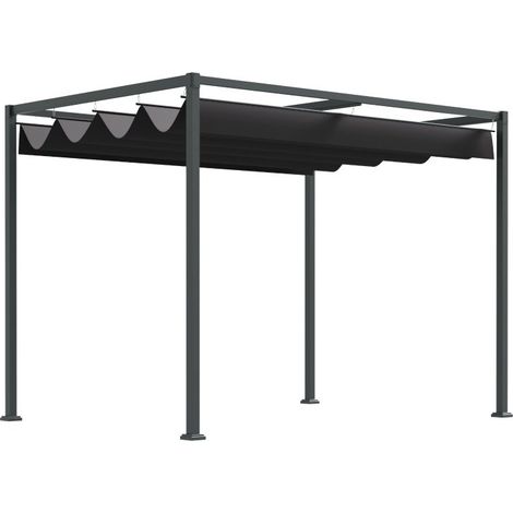 Pergola autonome 3×2m noir gris cadre métal, toit ajustable anti-UV, pare-soleil pour terrasse et jardin (1/5)