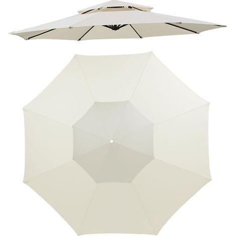 Telo di protezione per ombrelloni da giardino – Telo di ricambio a doppio strato, 8 stecche, diametro 25 cm, resistente ai raggi UV, beige (1/5)