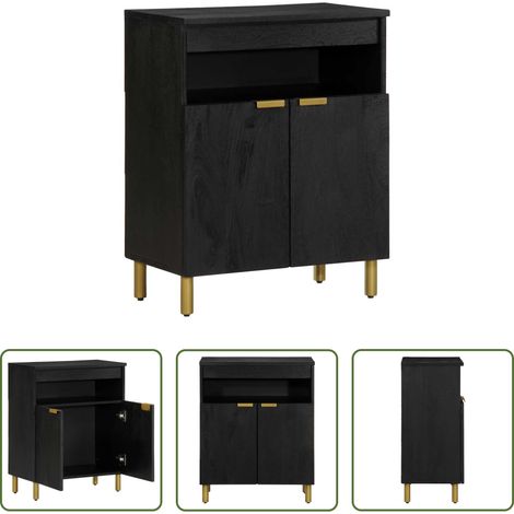 Holzschrank - Sideboard Schwarz 60x33x75 cm Holzwerkstoff (1/5)