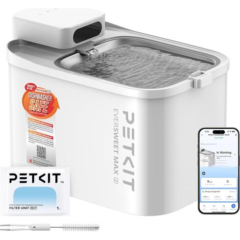 Smart Water Fountain for Cats, 3L Wireless, Battery Longevity, Multiple Flow Modes, Ultra Quiet 26dB, Easy to Clean, Short Range Bluetooth App Control (1/5)