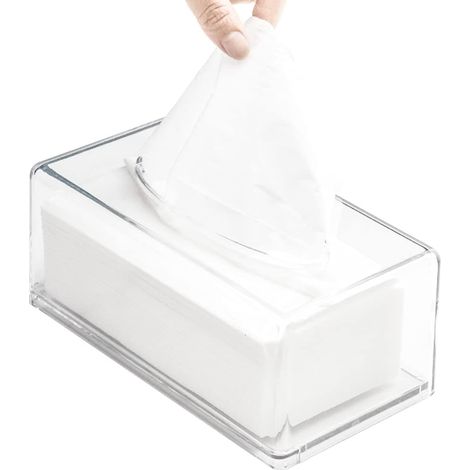 Caja de pañuelos cuadrada de acrílico, moderna, minimalista, transparente y multifuncional para el baño.