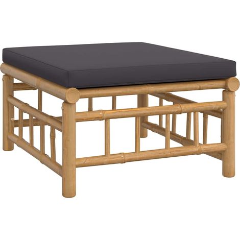 Maison Exclusive - Gartenhocker mit Dunkelgrauem Kissen Bambus (1/5)