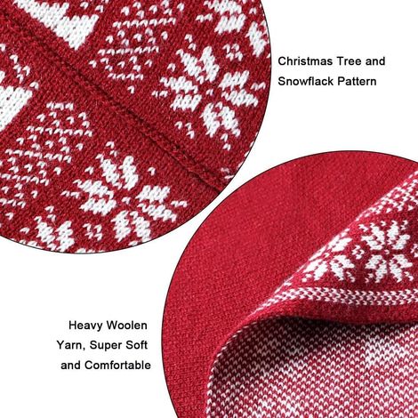 Tapis de sapin de Noël, tapis de sapin tricoté de 90 cm avec flocons de neige, tapis de sapin épais, décoration de Noël rustique, tapis, tapis pour sapin (1/3)