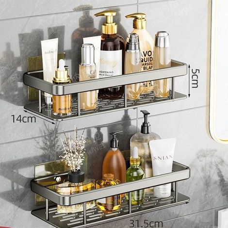 2 étagères de salle de bain, support de douche, support de douche sans perçage, accessoires de salle de bain, support de douche, support de douche, support de dou