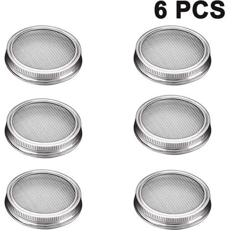 Couvercles de germination, passoire à germination en acier inoxydable pour bocaux Mason (6 pièces) (1/5)