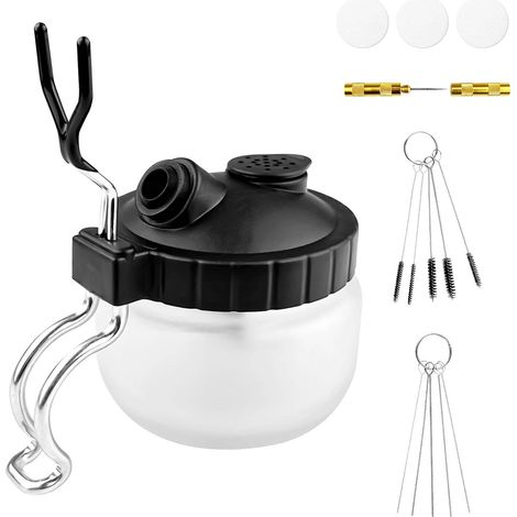 Kit Nettoyage Aérographe, Set di Pulizia per Aerografo, Aérographe Pistolet Lavage Nettoyage Outils avec Support, 5 Brosses, 5 Pics et 1 Aiguille de Lavage (1/5)