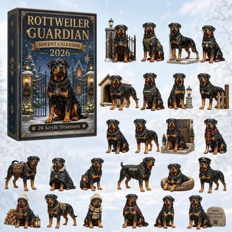 Rottweiler gardien calendrier avent 2026 2D boîte surprise