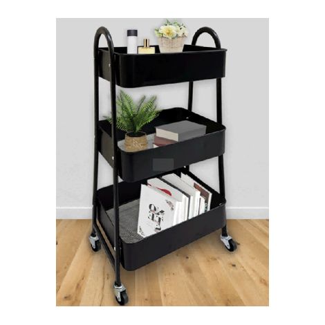 Chariot de rangement 44,5x14,5x78,5 cm en acier noir, gain de place pour bureau FloraGrace (1/5)