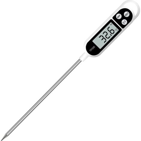 Thermomètre de cuisine numérique sonde longue résistant à la corrosion commutable °C et °F pour gril four (1/4)