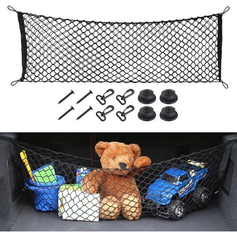 Rangement Coffre de Voiture,Filet Coffre Voiture,Intérieur D'accessoires de Voitures,Organisateur de Stockage de Cargaison,Universel pour la Plupart des Véhicules,SUVs avec 4(110x40cm)