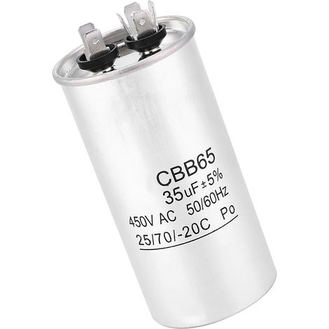 Condensador de lámina de aluminio CBB65 de 450 V y 35 μF para aire acondicionado, condensador de arranque. (1/5)