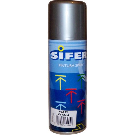 Sifer Pintura Spray Esmalte Acrílico Brillante 200ml Plata Estela