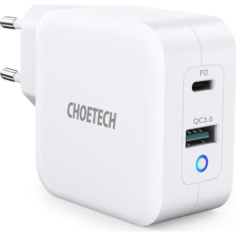 Schnelles GaN USB Typ C PD USB-A QC3.0 Wandladegerät 65W 3,25A Weiß (1/5)