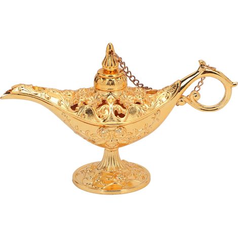 Lampe magique dorée avec fleurs en relief et alliage de zinc ajouré, style rétro - Décoration chambre/bureau, 12 cm (1/5)