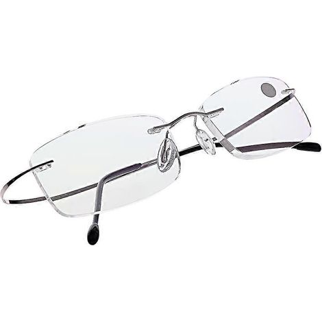 Ultraleichte, randlose Lesebrille aus Titan, Unisex, +1,0 bis +3,5 Dioptrien, Kompakt (Silber 300) (1/5)