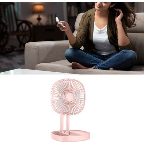 Mini-USB-wiederaufladbarer, tragbarer und schwenkbarer Tischventilator zur Wandmontage – Persönlicher Luftzirkulationsventilator, 486 g, rosa ABS – Kleiner Tischventilator mit Ständer für Tisch, Wand (1/5)