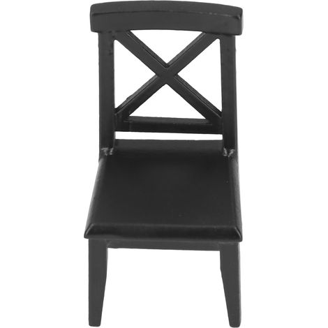 Chaise de maison de poupée à l'échelle 1:12, style classique, en bois noir, accessoires de mobilier pour maison de poupée (1/5)