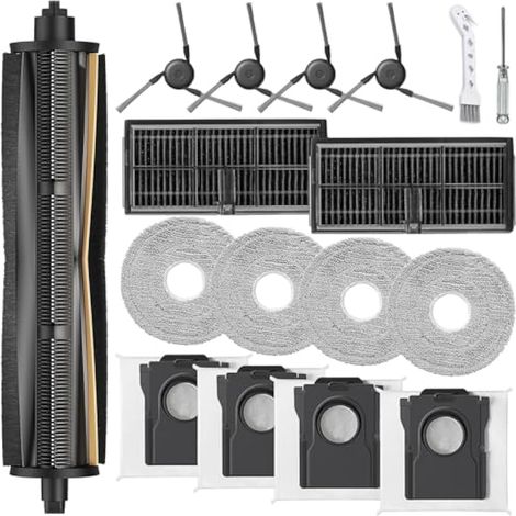 Kit d'accessoires de rechange pour Dreame L10s Ultra Gen 3, X40 Ultra Complete, L40 Ultra, X40 Master : 1 brosse principale TriCut, 4 sacs à poussière, 2 filtres, 4 balais, 4 brosses latérales (1/4)