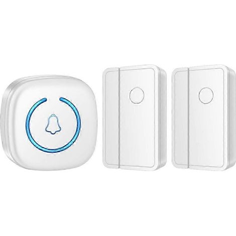 Sonnette de porte sans fil commerciale M8 avec capteur magnétique, alarme de bienvenue et 2 émetteurs + 1 récepteur, 25-26 secondes, multicolore (1/5)
