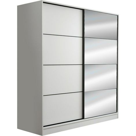 Guardaroba 2 Ante Cascia, Armadio Camera da Letto 5 Ripiani, Appendiabiti, 2 Ante, 180x210h cm Bianco