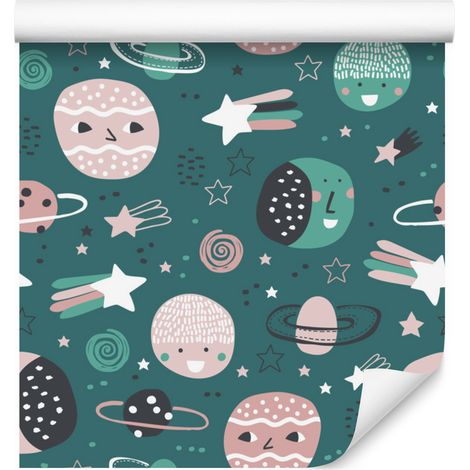 Carta da parati con pianeti e stelle per soggiorno e camera da letto, 50x1000 cm (1/5)