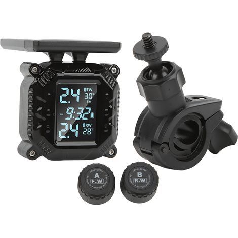 Drahtloses Reifendruck- und Temperaturmesssystem für Motorräder, solarbetriebenes LCD-Display, wasserdicht nach IP67 (1/5)