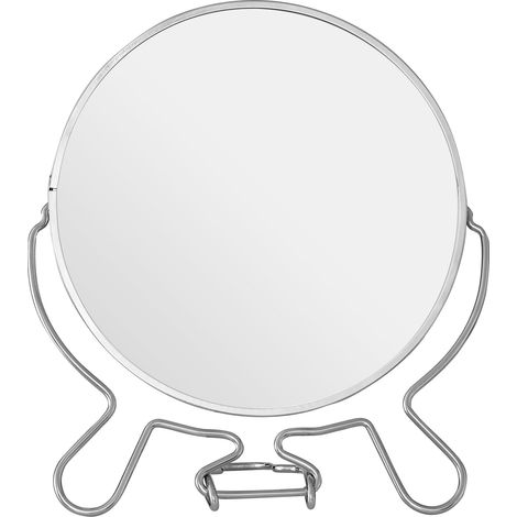 Premier Housewares Silver Effect Two Sided Small Shaving Mirror Round Standing Mirror With Swivel Function Perfect For Grooming And Shaving Makeup Mirror (1/4)