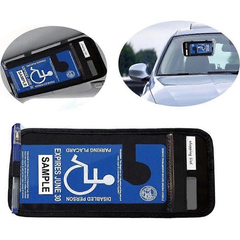 Housse de protection pour panneau de stationnement pour personnes handicapées, pare-soleil de voiture, sangle élastique, sac de rangement (1/4)