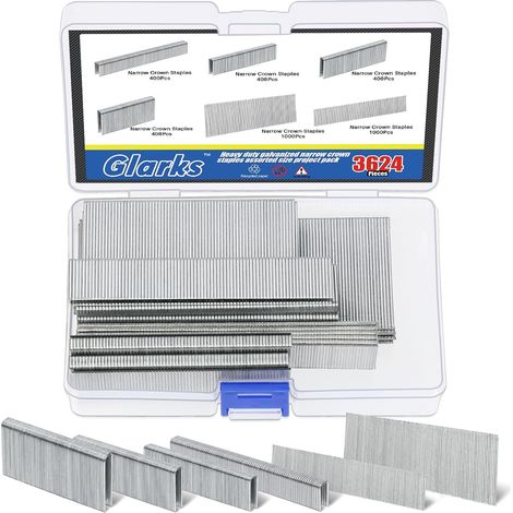 3624 agrafes étroites galvanisées de calibre 18, kit assortiment de 4 tailles, et clous Brad de 1 et 2 pouces pour agrafeuse électrique ou pneumatique (1/5)