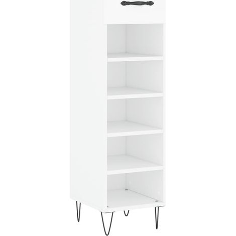 Armoire à chaussure  Meuble à chaussures blanc 30x35x105 cm bois d'ingénierie