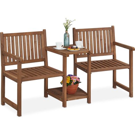 Braune gartenbank mit tisch 8