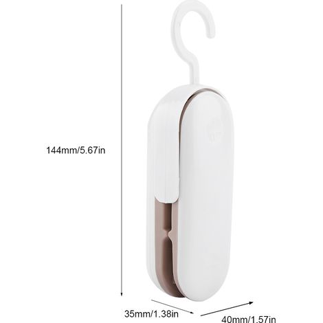 Mini selladora térmica al vacío compacta y portátil, 40 x 35 x 144 mm, ABS, marrón – Sellado hermético de alimentos, snacks y bolsas de almacenamiento (1/5)