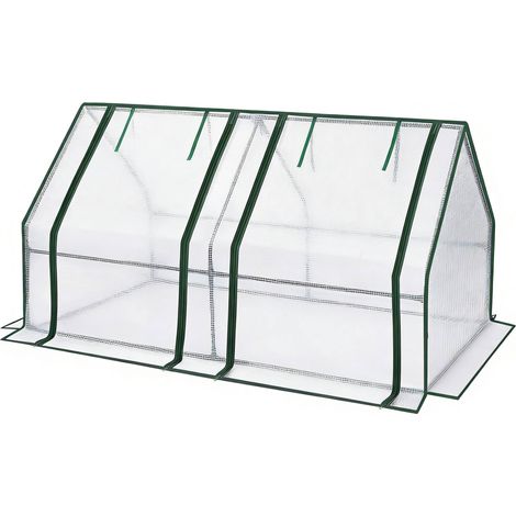 Serre de jardin robuste en acier galvanisé et PE 140 g/m², 180x90x90 cm, blanche (1/5)