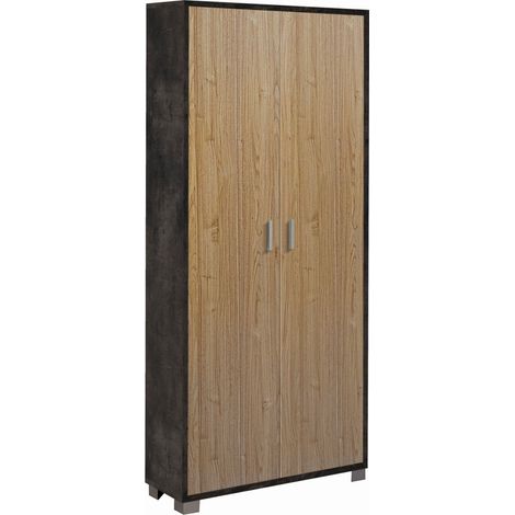 Mobile 2 Ante 83L x 29P x h190 – Finitura Nero Opaco e Legno Noce Stelvio – Sarmog (1/2)