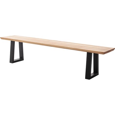 Sitzbank 200x40 cm mit Schweizer Kante, Trapez-Gestell, Eiche massiv geölt, PARACATU-06 (1/5)