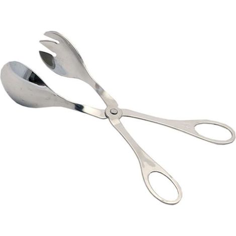 1 pince à salade en acier inoxydable, forme ciseaux, résistante et ergonomique, idéale pour barbecue et salades fraîches